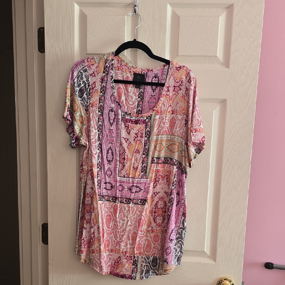 Pink and Black Patchwork Top
